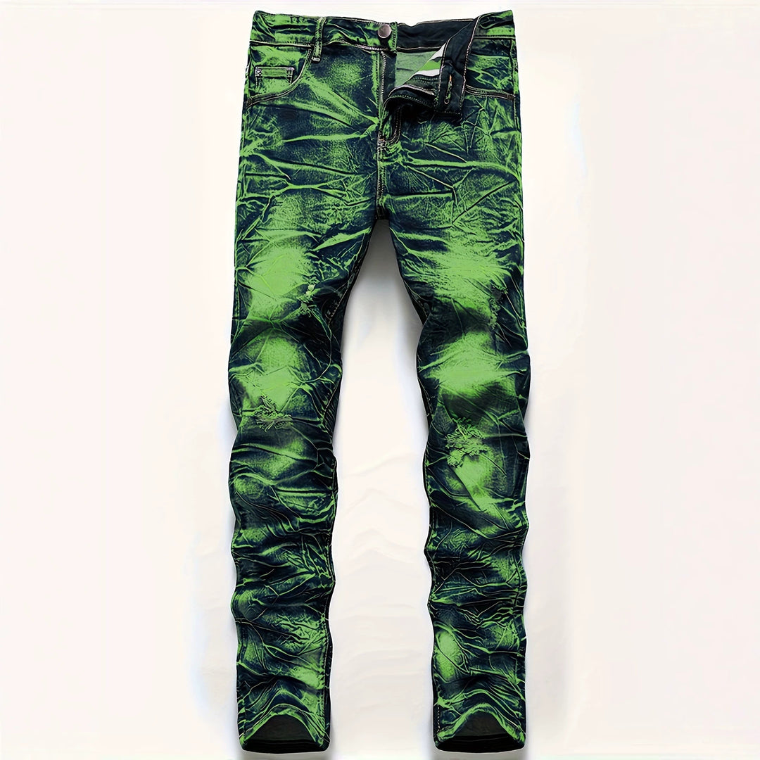 Herren Modische Slim-Fit Jeans im Used-Look Echoarchiv