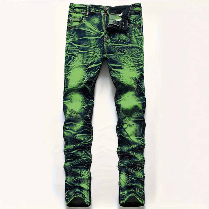 Herren Modische Slim-Fit Jeans im Used-Look Echoarchiv