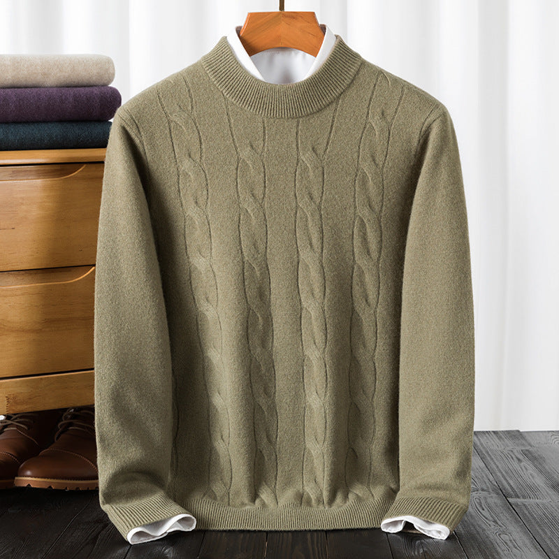 Herren eleganter Strickpullover mit strukturiertem Zopfmuster Echoarchiv