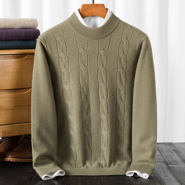 Herren eleganter Strickpullover mit strukturiertem Zopfmuster Echoarchiv