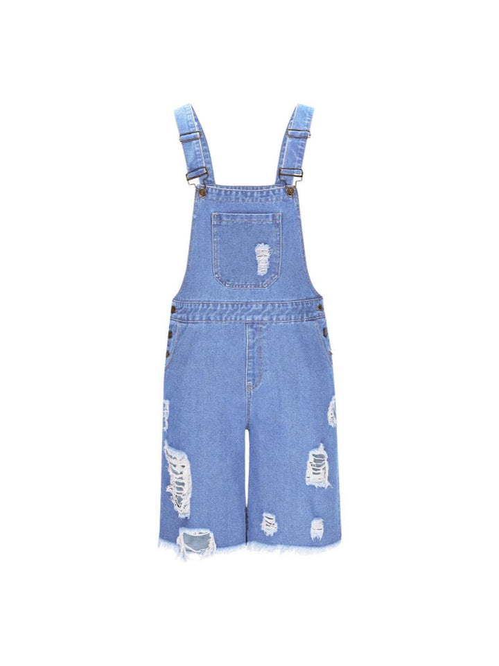 Herren Lässige Denim-Latzhose im distressed Look Echoarchiv
