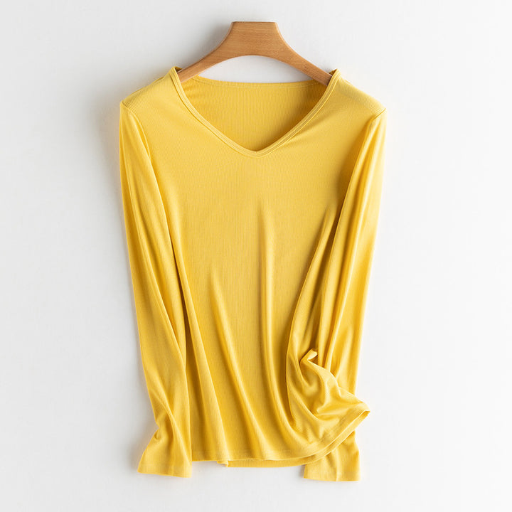 Damen Langarm-Feinrippshirt aus weichem Modal-Baumwollmix mit Rundhalsausschnitt Echo Archiv