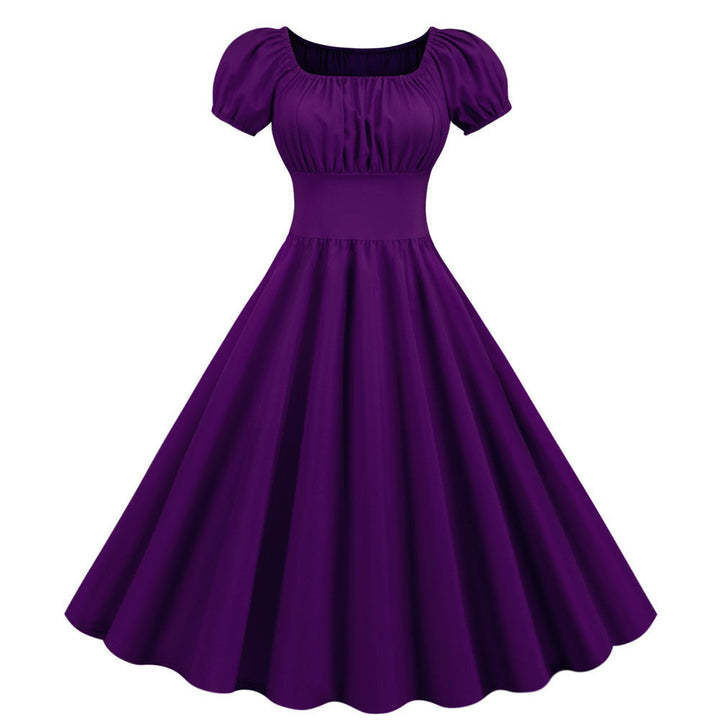 Damen A-Linien Kleid mit Puffärmeln und Taillierung Echoarchiv