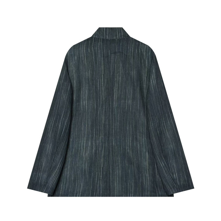 Damen Lockerer Longblazer im Nadelstreifen‑Look mit Stehkragen und aufgesetzten Taschen Echo Archiv