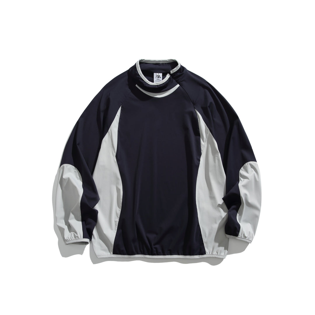 Unisex Oversize Windbreaker-Pullover mit Stehkragen und Kontrastpaneelen Echoarchiv