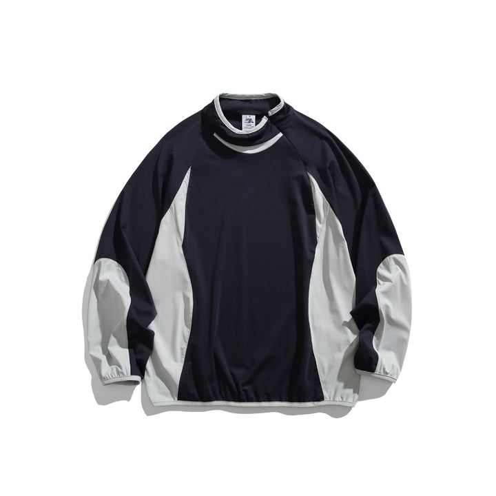 Unisex Oversize Windbreaker-Pullover mit Stehkragen und Kontrastpaneelen Echoarchiv