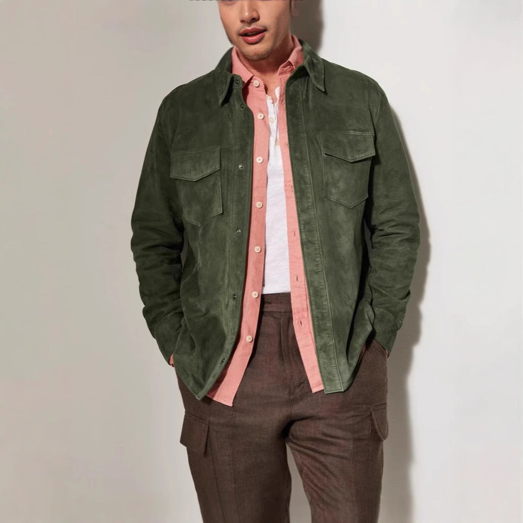 Herren Wildlederjacke mit stilvollen Pattentaschen Echoarchiv