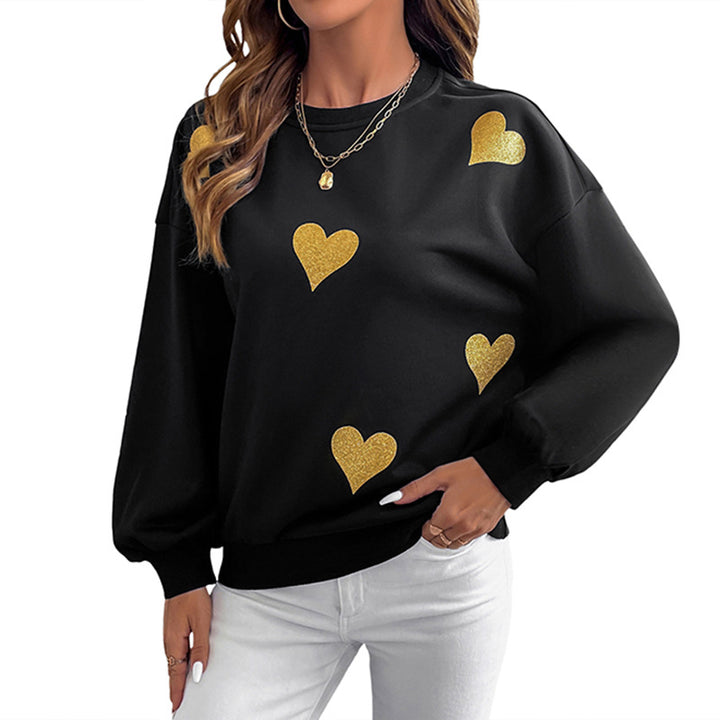 Damen Sweatshirt mit Herzprint und Balloon-Ärmeln Echoarchiv