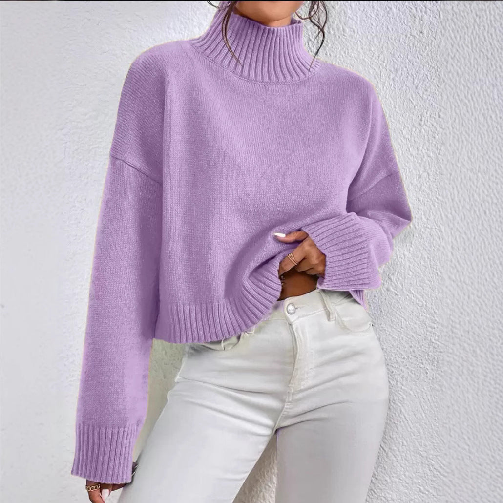 Damen modischer Kragenpullover aus weicher Wolle Echoarchiv