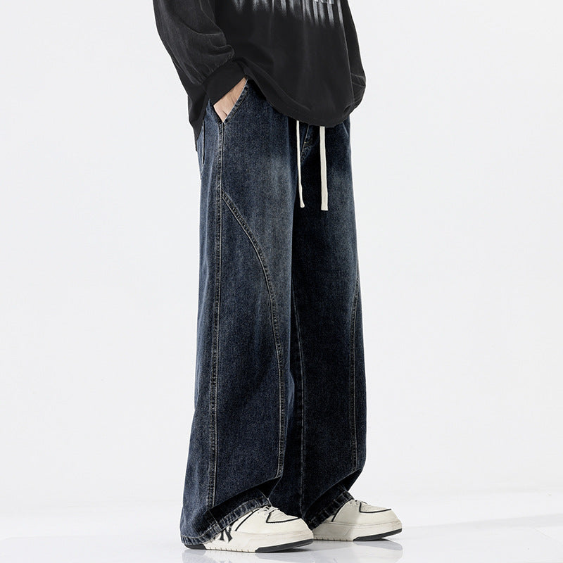 Herren Skulpturale Baggy-Denimhose mit tiefem Schritt und abgerundetem Saum Echo Archiv