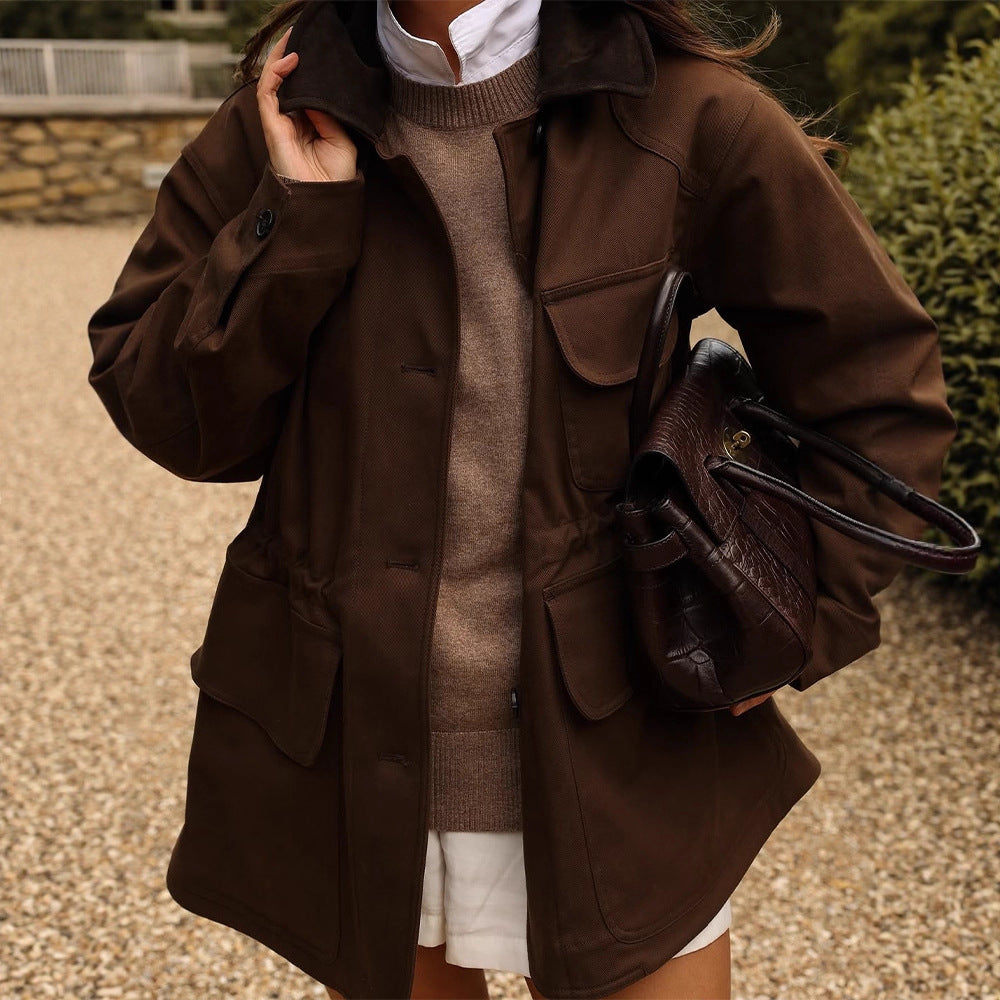 Damen Oversize Fieldjacke mit aufgesetzten Pattentaschen und Taillen-Zug Echoarchiv
