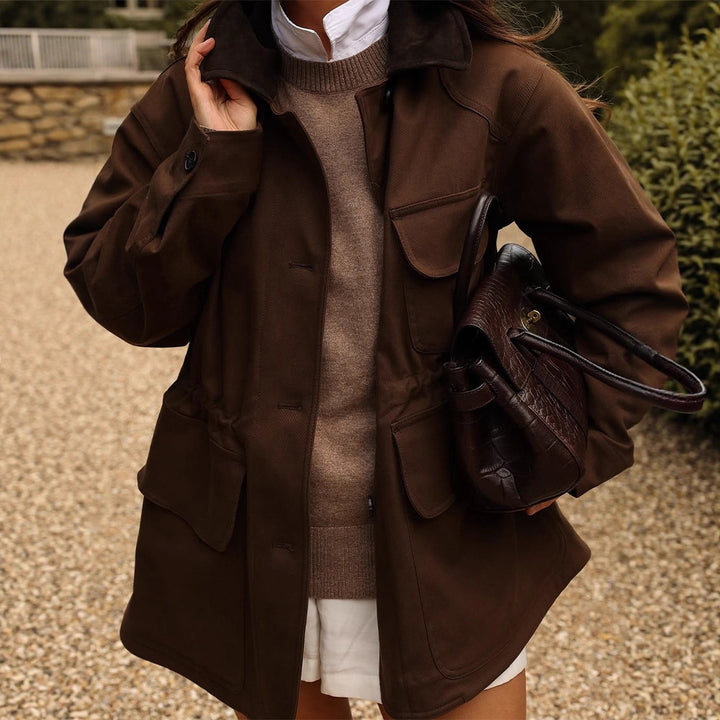 Damen Oversize Fieldjacke mit aufgesetzten Pattentaschen und Taillen-Zug Echoarchiv