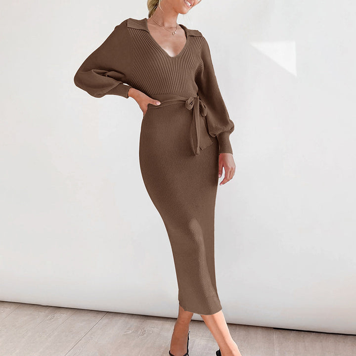 Damen Elegantes Strickkleid mit Taillengürtel Echo Archiv