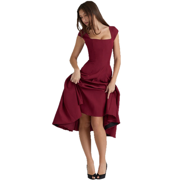 Damen Midi-Kleid mit quadratischem Ausschnitt und weit schwingendem Rock Echo Archiv