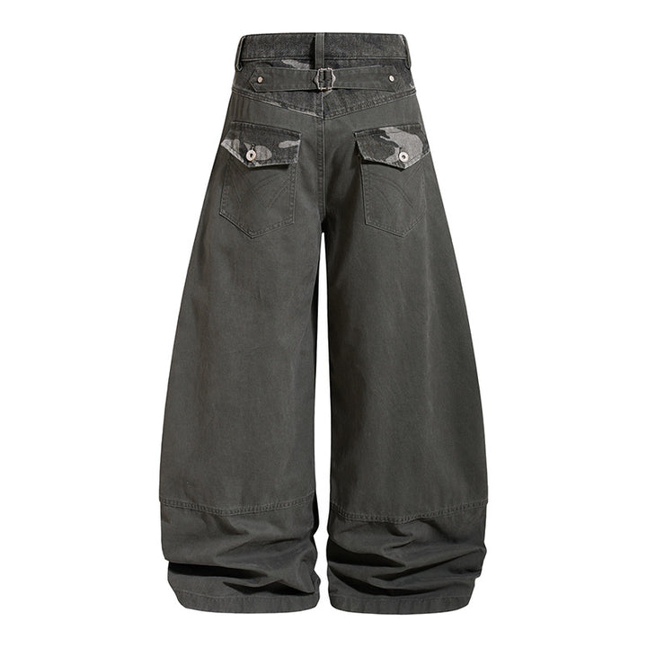 Damen weite Palazzohose aus Baumwolle mit Camouflage-Bund und Utility-Nähten Echoarchiv