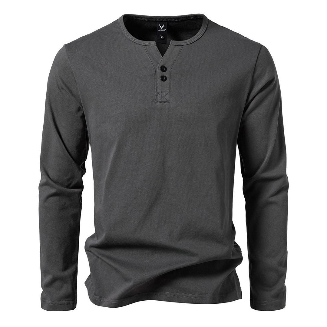 Herren nan langärmeliges Henleyshirt mit Knopfleiste, Rundhalsausschnitt und schlanker Passform Echo Archiv