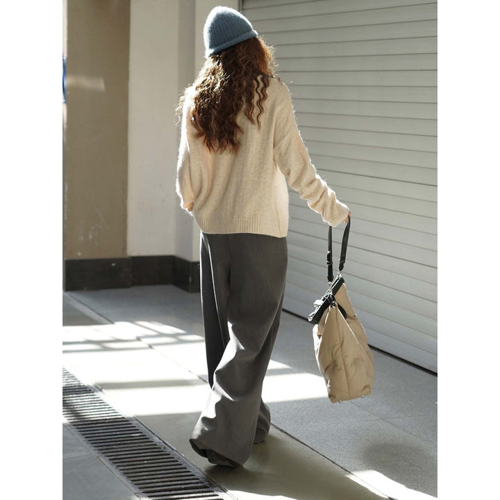 Damen Weicher Mohair-Optik Oversize-Pullover mit U-Boot-Ausschnitt Echoarchiv