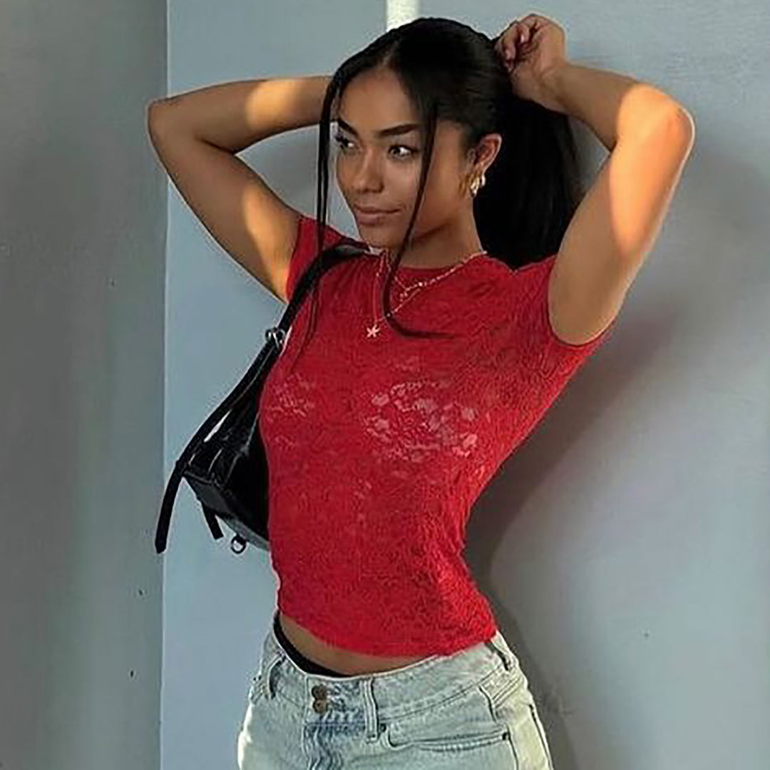 Damen Spitzen-Crop-Top Echo Archiv