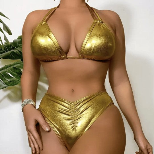Damen Hochwertiger Triangel-Bikini mit metallischem Finish Echo Archiv