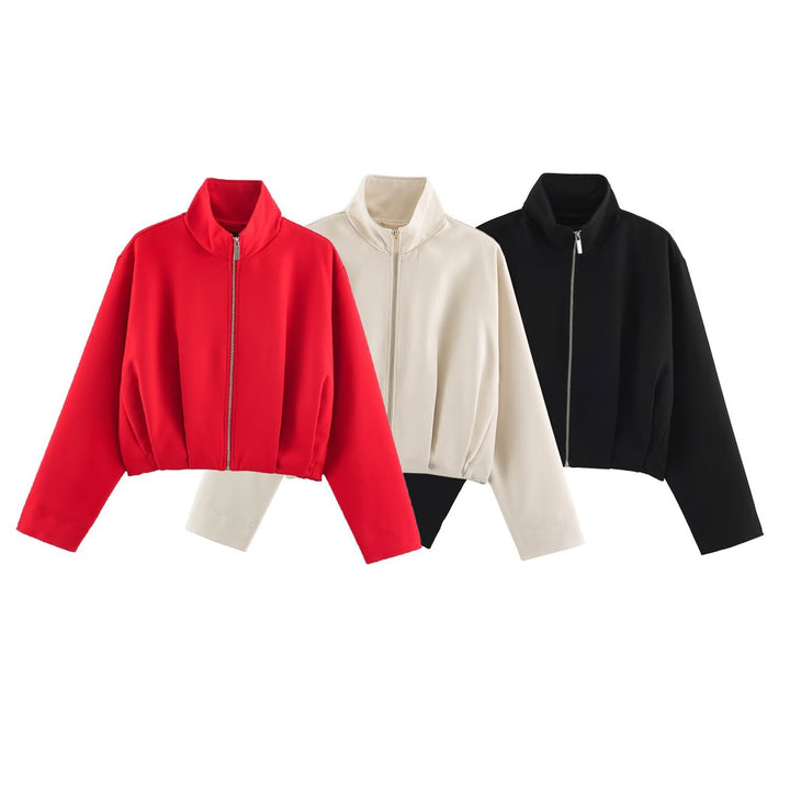 Damen Kurzblouson im Boxy‑Cut mit hohem Stehkragen und elastischem Saum Echo Archiv