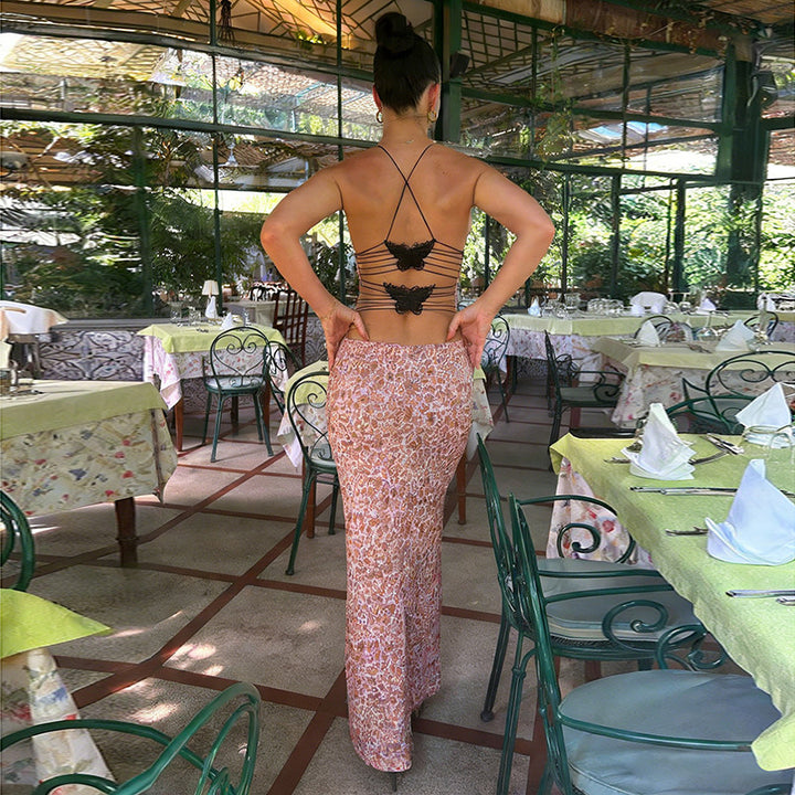 Damen Maxikleid mit Spaghettiträgern und aufregendem Leopardenmuster Echo Archiv