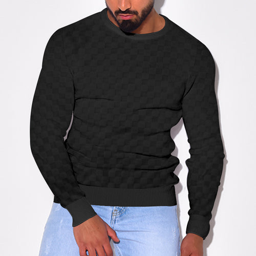 Herren lässiger Pullover aus atmungsaktivem Strickmaterial mit modernem Karomuster und Rippbündchen Echoarchiv