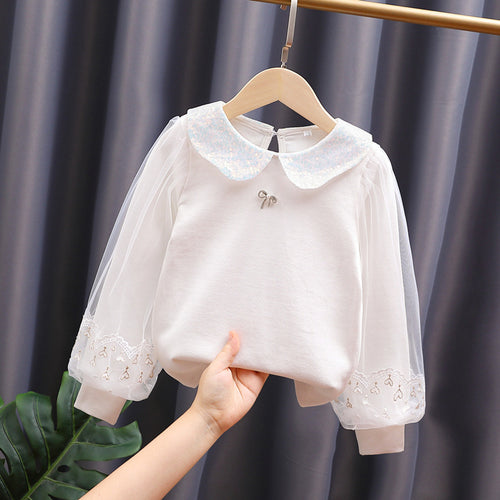 Mädchen Sweatshirt mit eleganten Tüllärmeln und auffälligem Kragen Echo Archiv