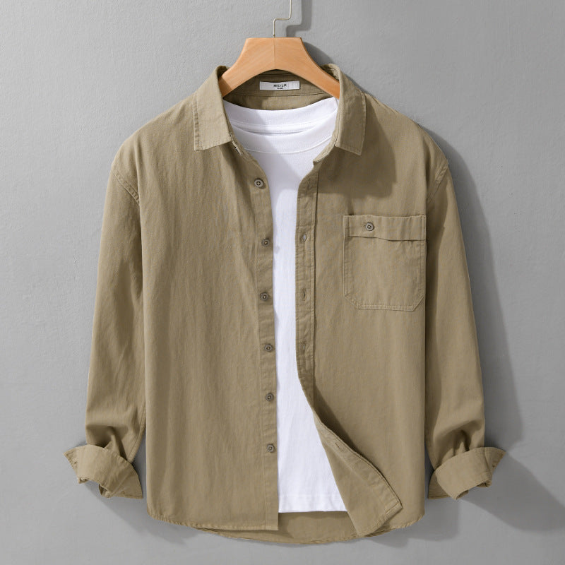 Herren Casual-Layering Hemdjacke aus leichtem Baumwoll-Twill mit aufgesetzter Brusttasche Echoarchiv