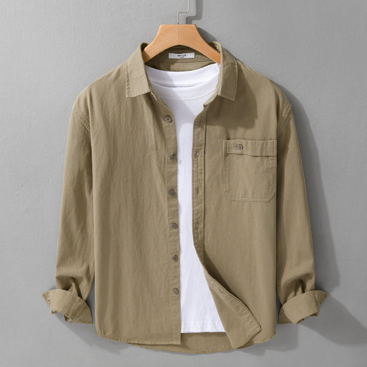 Herren Casual-Layering Hemdjacke aus leichtem Baumwoll-Twill mit aufgesetzter Brusttasche Echoarchiv