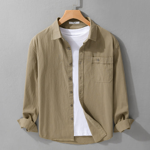 Herren Casual-Layering Hemdjacke aus leichtem Baumwoll-Twill mit aufgesetzter Brusttasche Echoarchiv