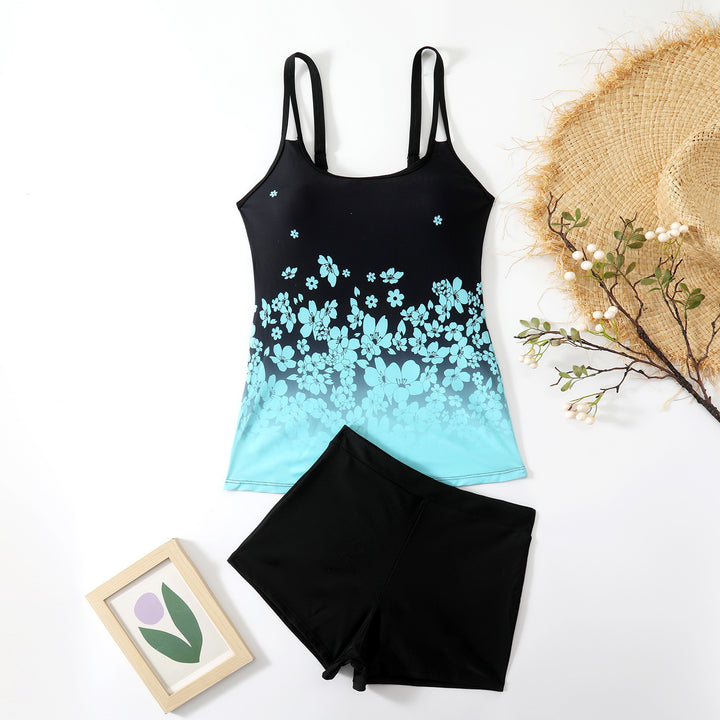 Damen Sportliches Tankini-Set mit floralem Oberteil und Shorts Echo Archiv