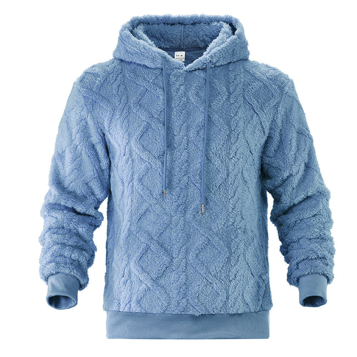 Herren Teddy-Fleece-Hoodie mit diamantstruktur, gefütterter Kapuze und weichen Rippbündchen Echoarchiv