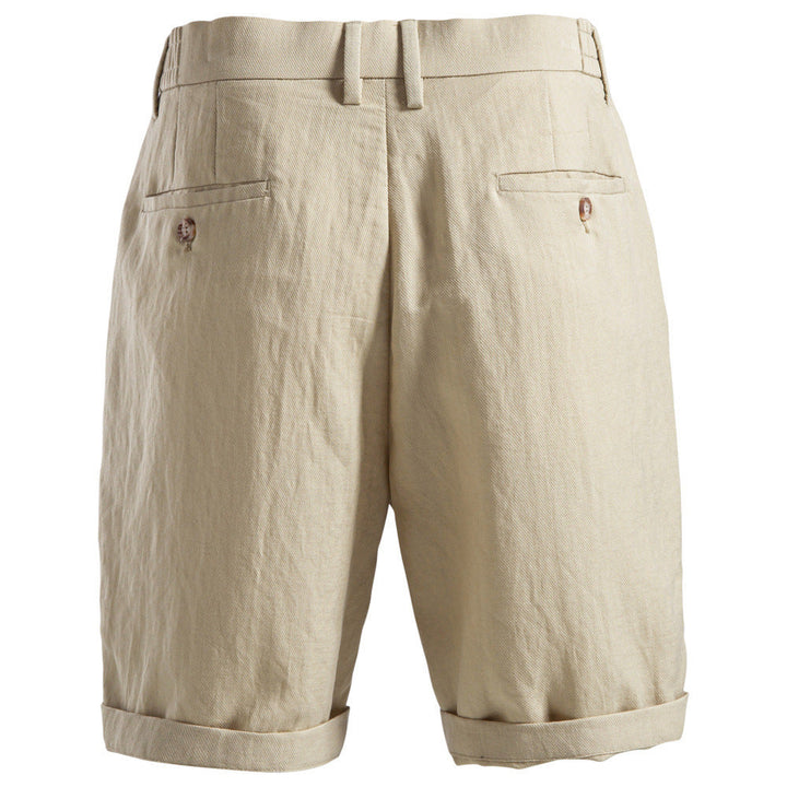 Herren nan lässige Leinenshorts mit Umschlag und Bundfalten Echoarchiv