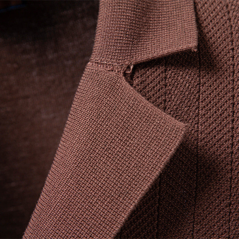 Herren nan Kurzarm Strickcardigan mit Reverskragen und feinem Strukturstrick Echo Archiv