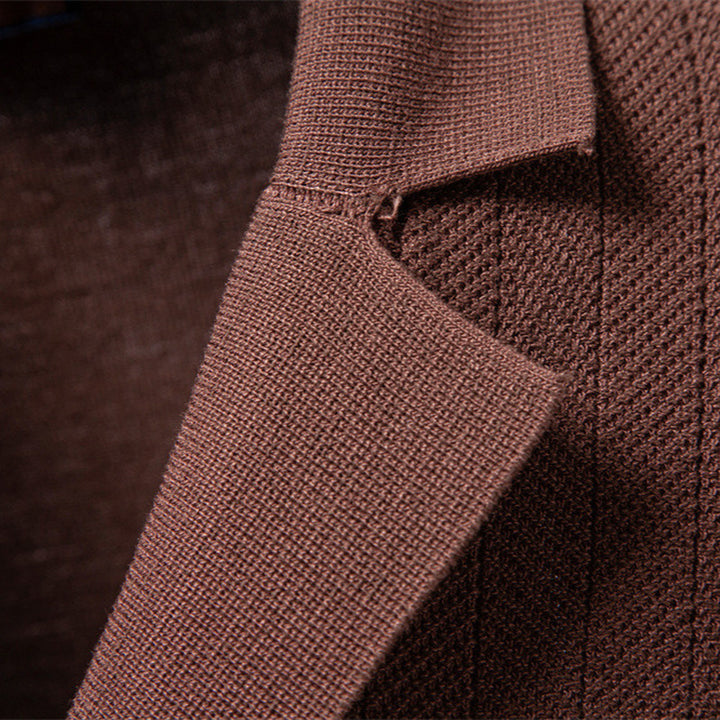 Herren nan Kurzarm Strickcardigan mit Reverskragen und feinem Strukturstrick Echo Archiv