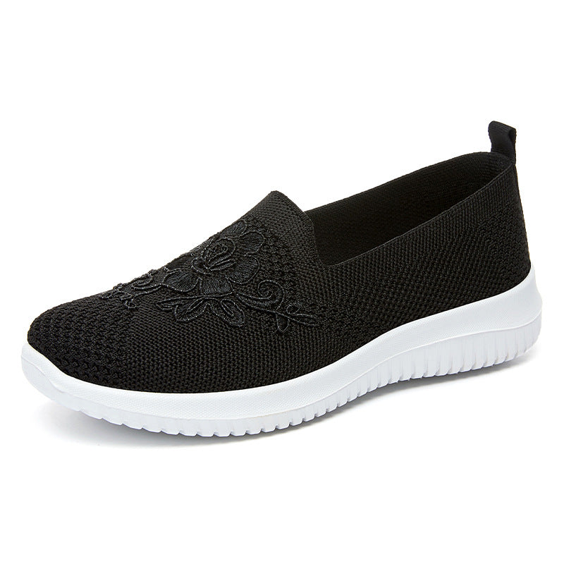 Damen nan eleganter Strick-Slipper mit floraler Stickapplikation, elastischem Einstieg und federleichter EVA-Laufsohle Echo Archiv