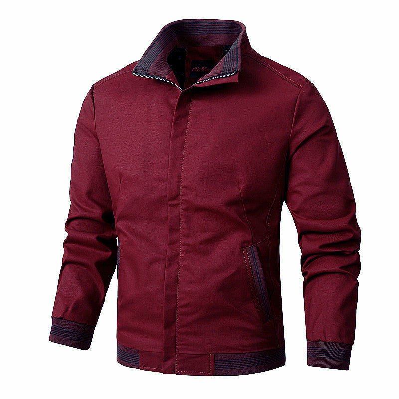 Herren nan sportlich-urbane Harrington-Jacke mit gestreiftem Stehkragen und verdeckter Druckknopfleiste Echo Archiv
