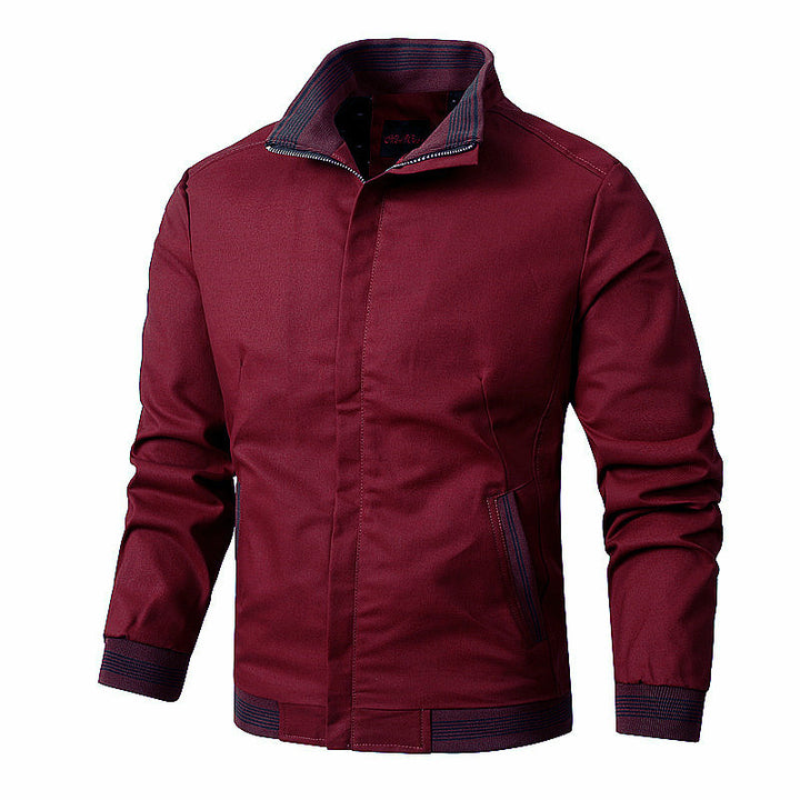 Herren nan sportlich-urbane Harrington-Jacke mit gestreiftem Stehkragen und verdeckter Druckknopfleiste Echo Archiv