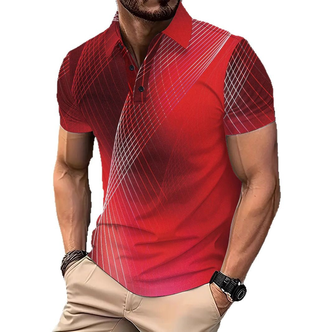 Herren Poloshirt mit dynamischem geometrischem Design und atmungsaktiver Textur Echoarchiv