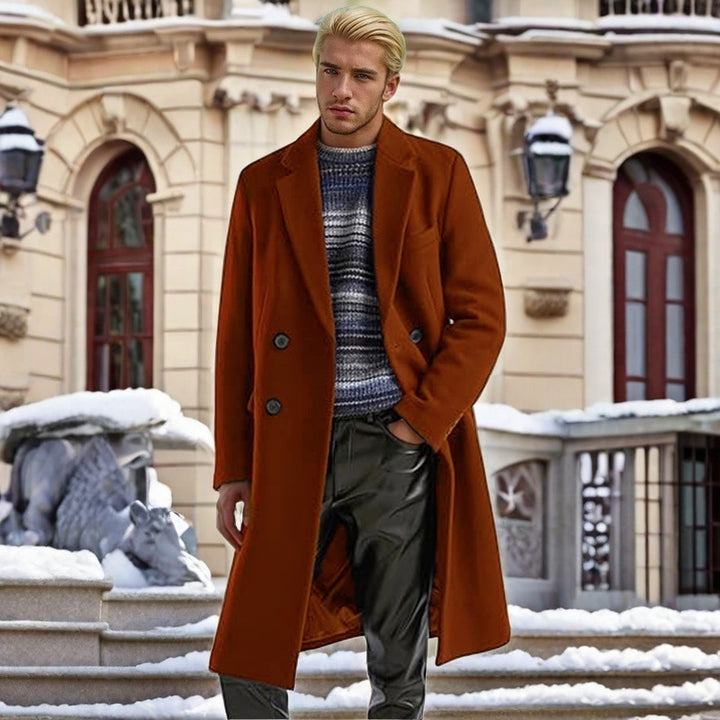 Herren eleganter doppelreihiger Wollmantel Echoarchiv