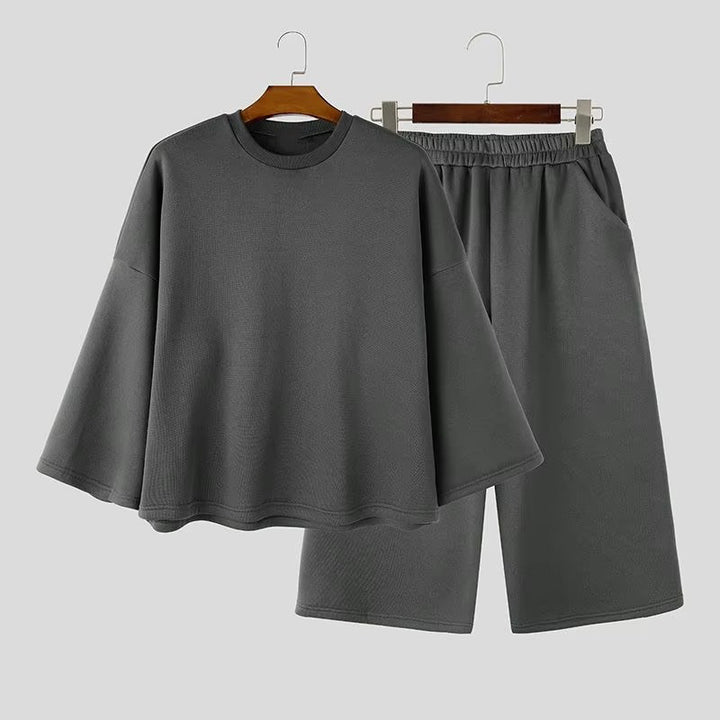 Damen Weiches Oversize-Lounge-Set mit weiten Fledermausärmeln und elastischer Bundhose Echoarchiv