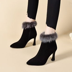 Damen Elegante Stiefeletten mit Fellkragen Echo Archiv