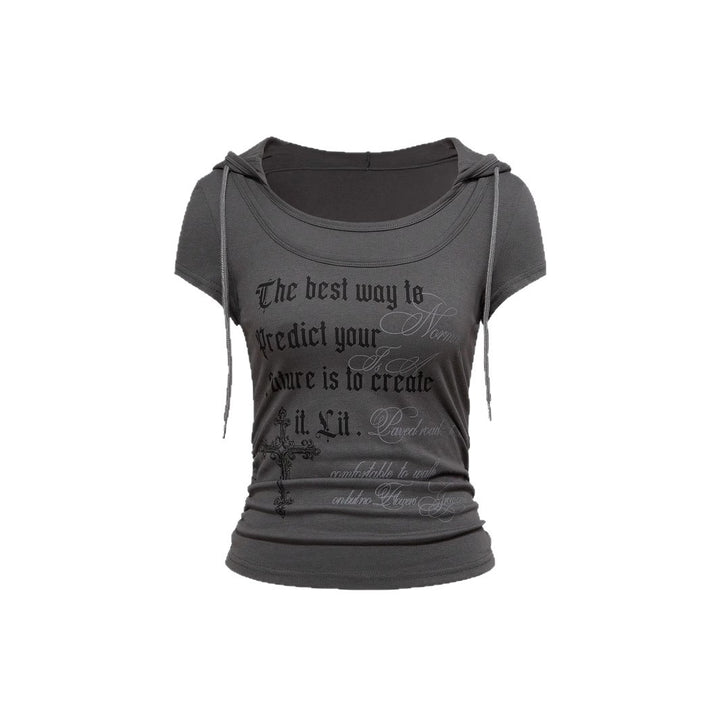 Damen Kapuzen-T-Shirt mit einzigartigem Schriftzug Echo Archiv