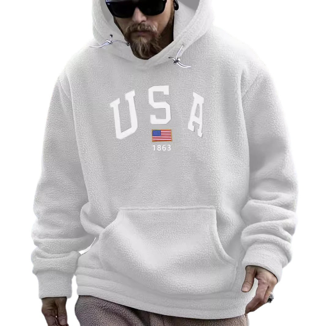 Herren bequemer Kapuzenpullover mit sportlichem Schriftzug Echoarchiv