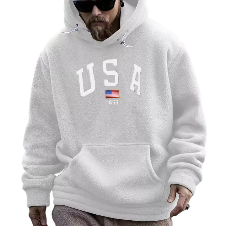 Herren bequemer Kapuzenpullover mit sportlichem Schriftzug Echoarchiv