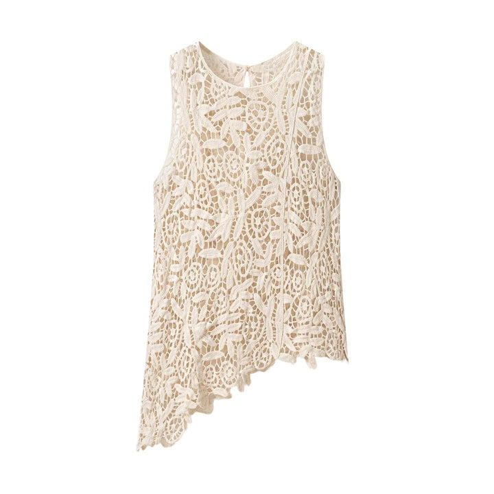 Damen Spitzenoberteil mit asymmetrischem Saum und floralen Mustern Echo Archiv