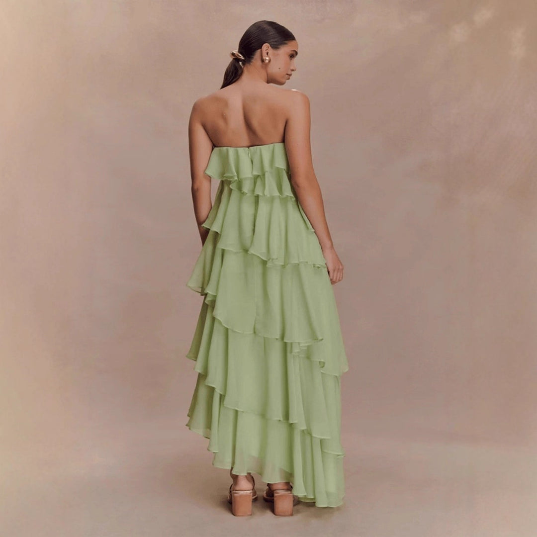 Damen Langes Rüschensommerkleid mit gerafften Details Echo Archiv