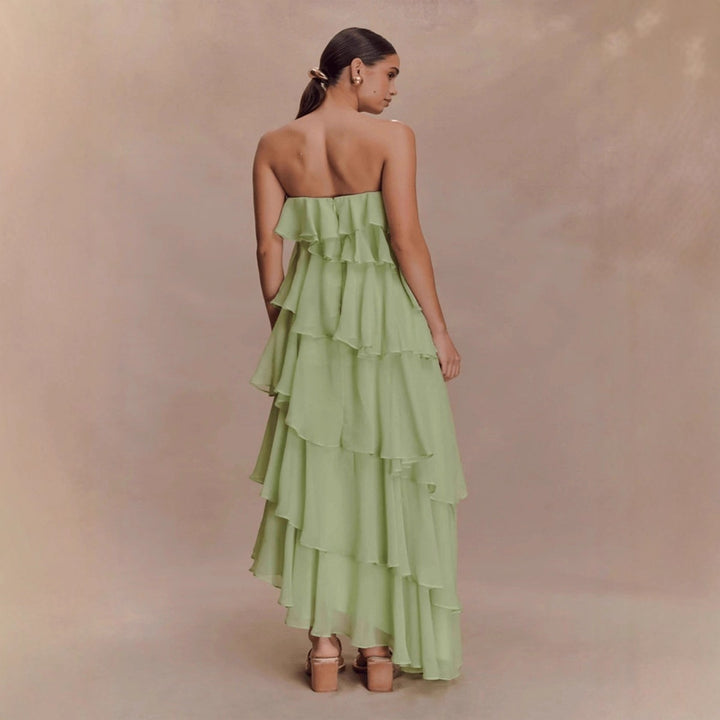 Damen Langes Rüschensommerkleid mit gerafften Details Echo Archiv
