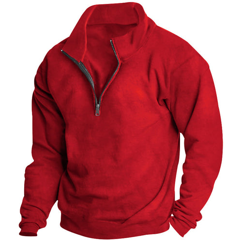 Herren lässiger Sweatpullover mit halbem Reißverschluss und hohem Kragen Echoarchiv
