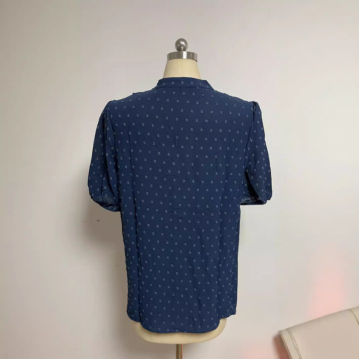 Damen nan semitransparente Dobby-Bluse mit Stehkragen, Häkelblende und Puffärmeln Echo Archiv